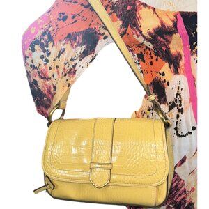 Liz Claiborne Crazy Horse Croc Textured Vintage Inspired Shoulder Bag